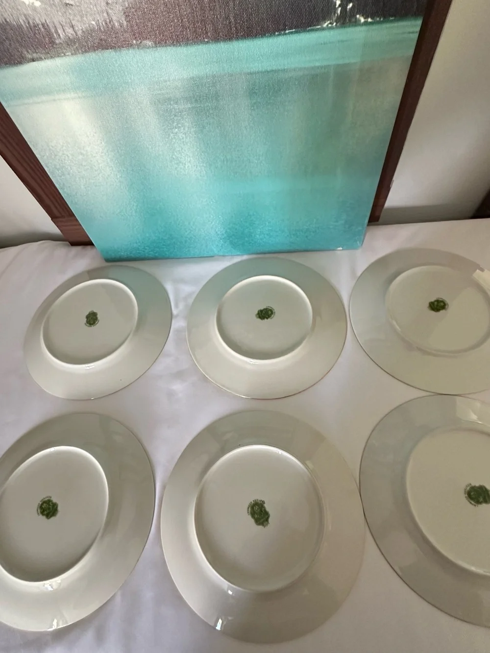 Porcelain Fruit Dessert Plates with Gold Rim - White (Set) 6